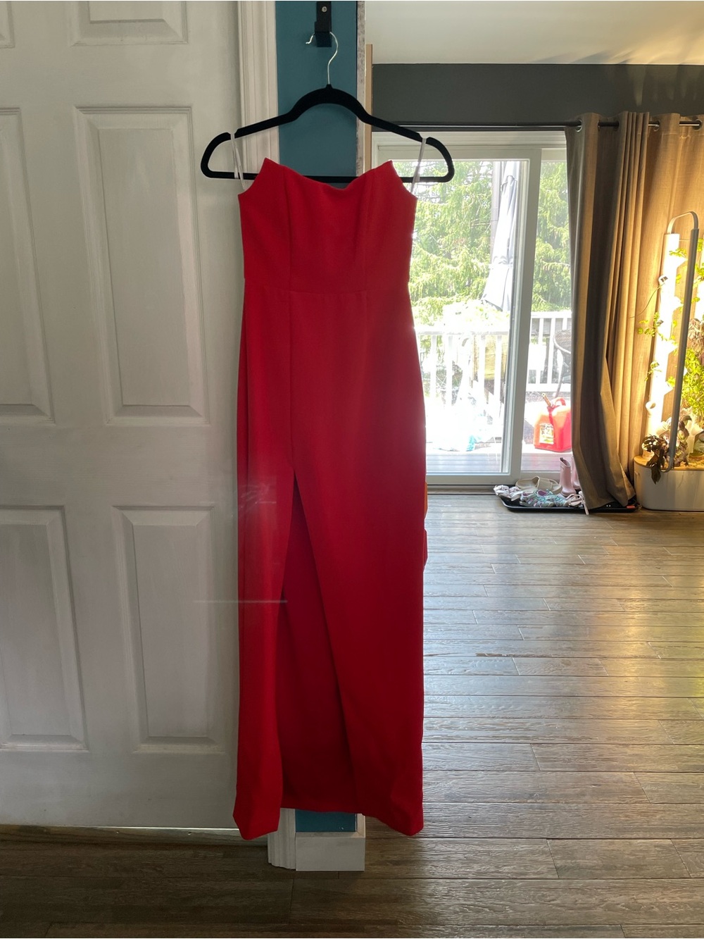 Lovers + Friends Red Strapless Slit Gown